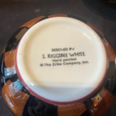 Zrike "Outpost" by S. Riggsbee White Hand Painted Dish Set (LR-MG)