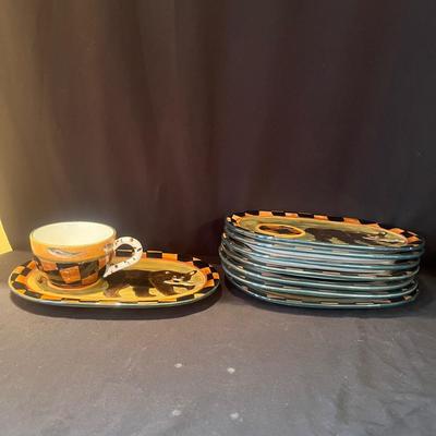 Zrike "Outpost" by S. Riggsbee White Hand Painted Dish Set (LR-MG)