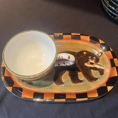 Zrike "Outpost" by S. Riggsbee White Hand Painted Dish Set (LR-MG)