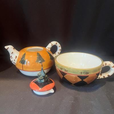 Zrike "Outpost" by S. Riggsbee White Hand Painted Dish Set (LR-MG)