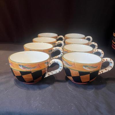 Zrike "Outpost" by S. Riggsbee White Hand Painted Dish Set (LR-MG)