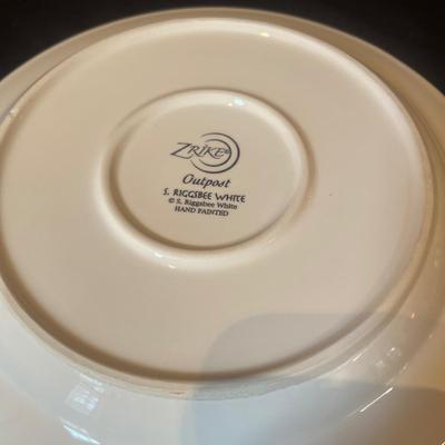 Zrike "Outpost" by S. Riggsbee White Hand Painted Dish Set (LR-MG)