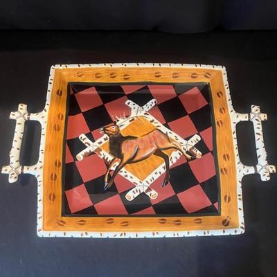 Zrike "Outpost" by S. Riggsbee White Hand Painted Dish Set (LR-MG)