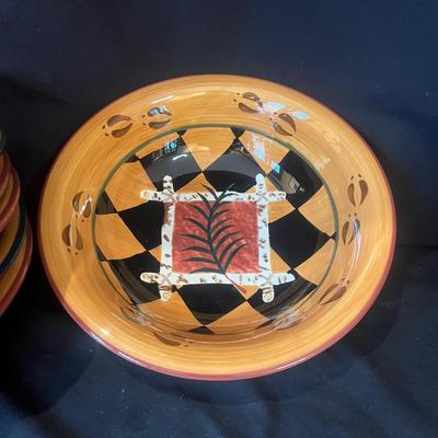 Zrike "Outpost" by S. Riggsbee White Hand Painted Dish Set (LR-MG)