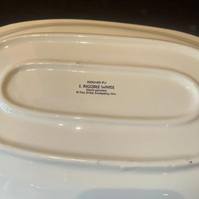 Zrike "Outpost" by S. Riggsbee White Hand Painted Dish Set (LR-MG)