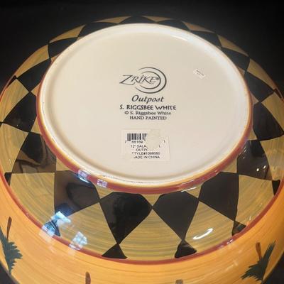 Zrike "Outpost" by S. Riggsbee White Hand Painted Dish Set (LR-MG)