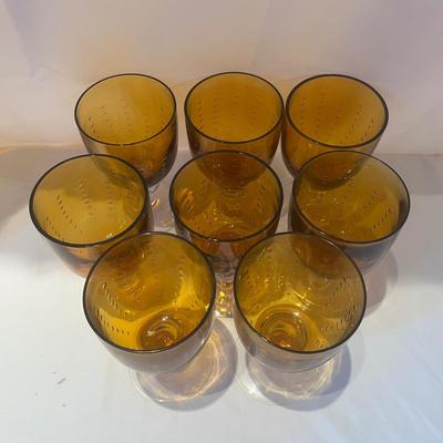 Bubbled Amber & Clear Glass Goblet Sets (LR-MG)