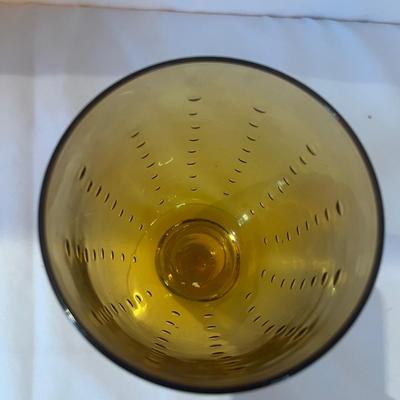Bubbled Amber & Clear Glass Goblet Sets (LR-MG)