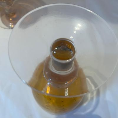 Bubbled Amber & Clear Glass Goblet Sets (LR-MG)
