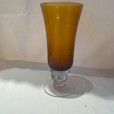 Bubbled Amber & Clear Glass Goblet Sets (LR-MG)
