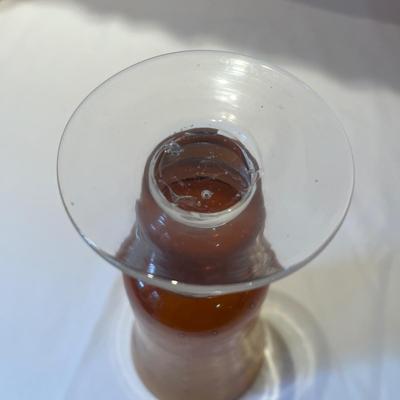 Bubbled Amber & Clear Glass Goblet Sets (LR-MG)
