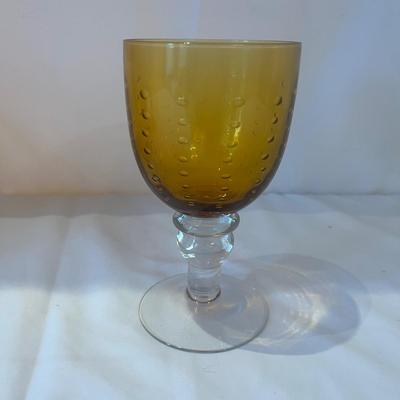 Bubbled Amber & Clear Glass Goblet Sets (LR-MG)