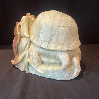 Signed, Carved Stone Turtle (LR-MG)