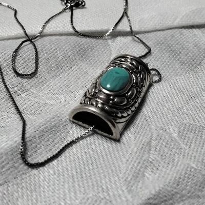 Vintage Turquoise 925 Slider Necklace