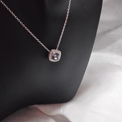 Gorgeous Mystic Topaz With White Sapphire Accents 925 16" Necklace