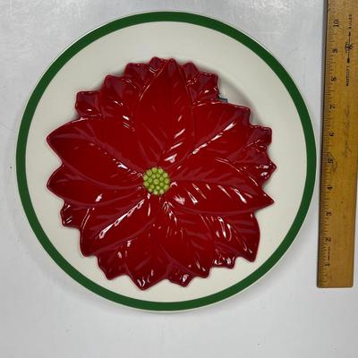 2 Spode Christmas Tree Plates and Ceramic poinsettia display plate