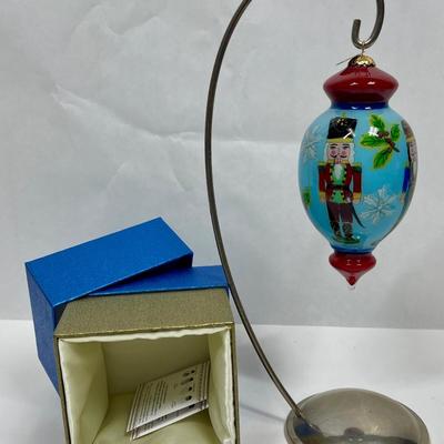Pier 1 Imports Nutcracker Glass Ornament new with box