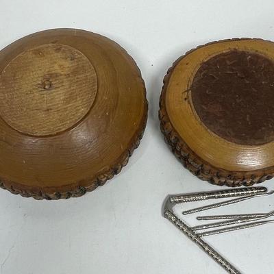 Mid Century Nut Bowls Candy Bowls Serving with/ partial set of metal tools