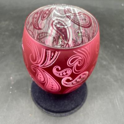 Christmas Paisley Glass Candle Holder