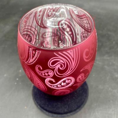 Christmas Paisley Glass Candle Holder