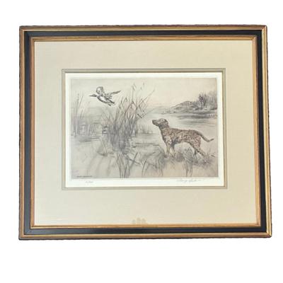 UC805 Vintage Signed & Numbered Waterdog Etching by Henry Wilkenson