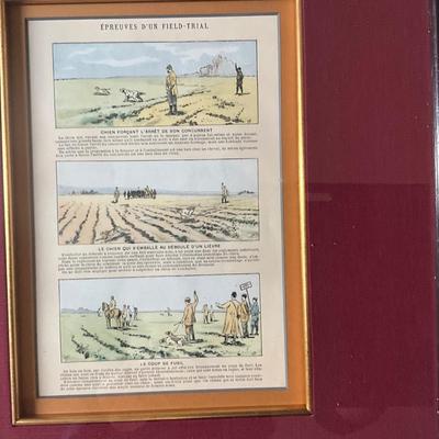 UC807 Pair of Antique French Hunting Illustrations "Hunting Theory", Field Trial Test