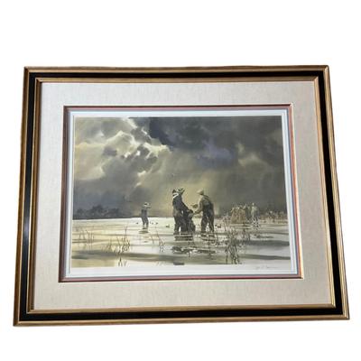 UC809 Signed Lithograph Picking up Pintails by John P. Cowan