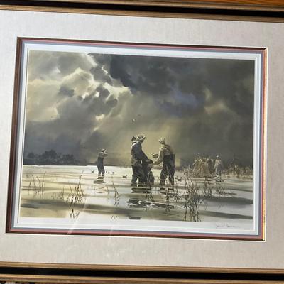 UC809 Signed Lithograph Picking up Pintails by John P. Cowan