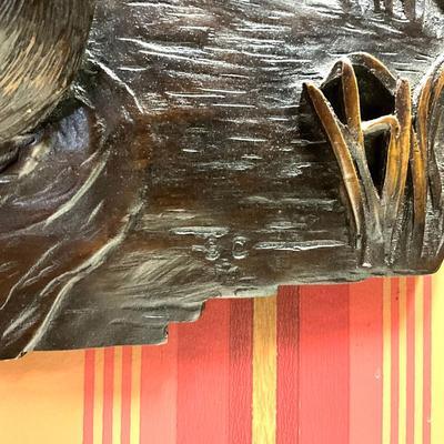 UC814 Signed Waterfowl Wood Carving Wall Hanging