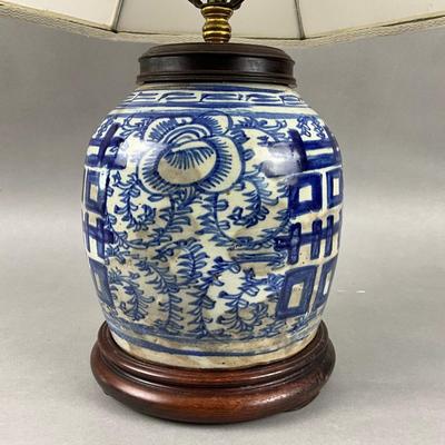 K823 Antique Blue & White Chinese Ginger Jar Lamp