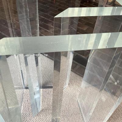 K825 Vintage Signed Jeffery Bigelow Abstract Lucite and Glasstop Table