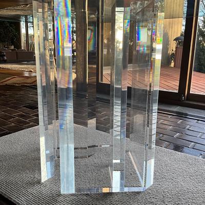 K825 Vintage Signed Jeffery Bigelow Abstract Lucite and Glasstop Table