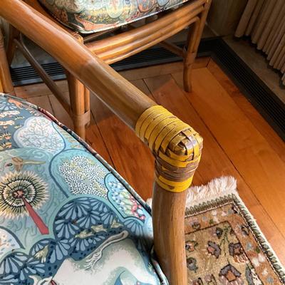 K826 Set of 6 Rattan Upholstered Covered Dining Chairs