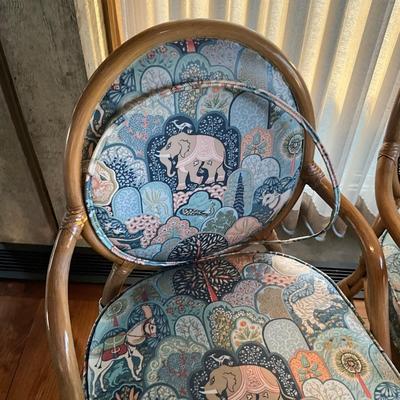 K826 Set of 6 Rattan Upholstered Covered Dining Chairs