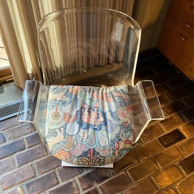 K828 1970 Charles Hollis Jones for Pace Collection Lucite Chrome Swivel Desk Chair