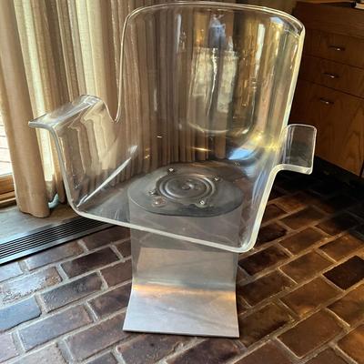 K828 1970 Charles Hollis Jones for Pace Collection Lucite Chrome Swivel Desk Chair