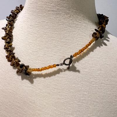 Gemstone Jewelry Lot - Tigers Eye, Amber, Hematite, Malechite