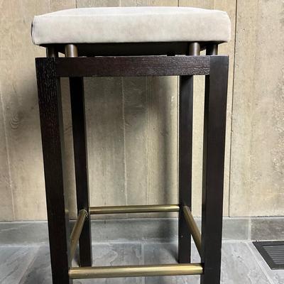 D829 Pair of Backless Grey Suede Floating Seat Stools