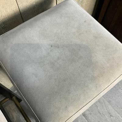 D829 Pair of Backless Grey Suede Floating Seat Stools