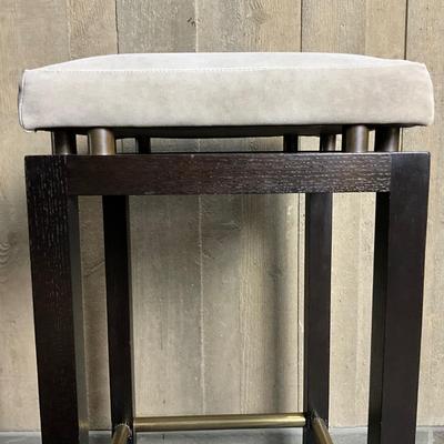 D829 Pair of Backless Grey Suede Floating Seat Stools
