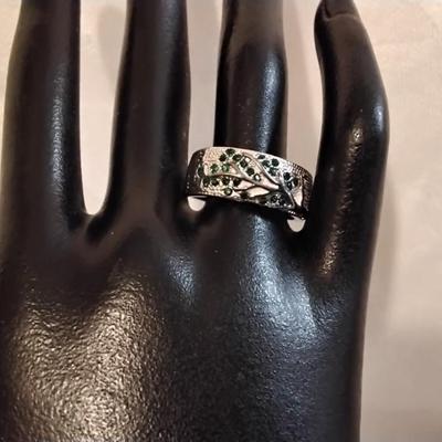Emerald Tree of Life 925 Ring Size 8