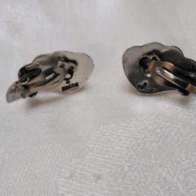 Vintage Navajo Signed Sugilite Clip On Earrings
