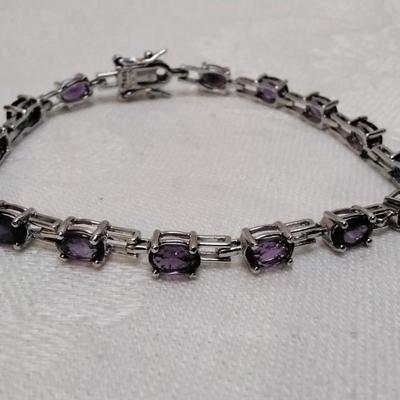 Ross Simons Amethyst 7" 925 Bracelet