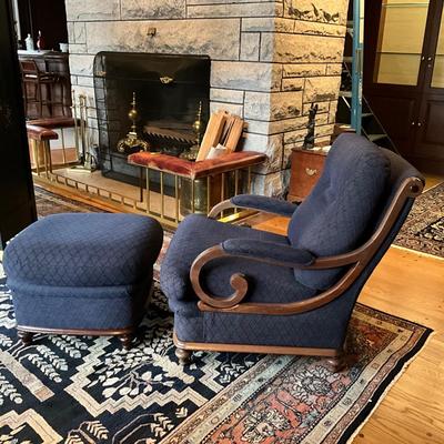 FR857 Vintage Upholstered Chair and Ottoman