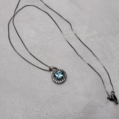 London Blue Topaz and White Sapphire 18" 925 Necklace