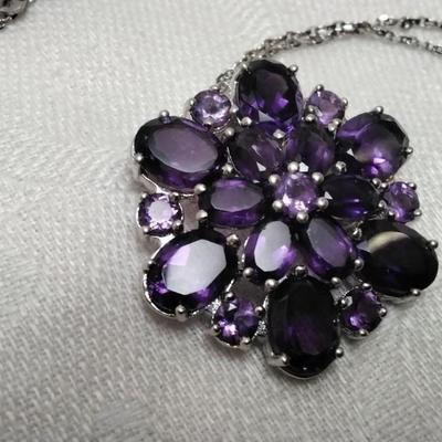 One of A Kind VK Designs Amethyst 18" 925 Necklace