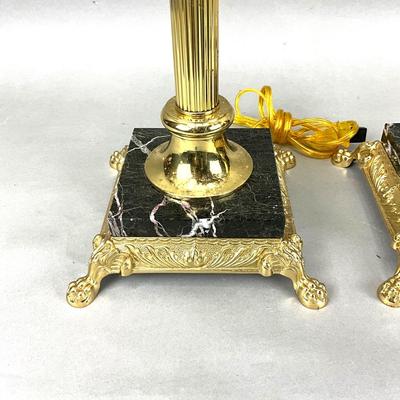 FR868 Pair of Vintage Marble Base WATERFORD Crystal Lamps