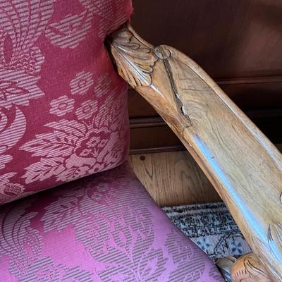 FR869 Pair of Antique Chippendale Eagle Carved Arm and Claw Foot Chairs