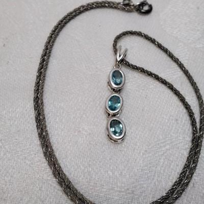 Vintage London Blue Topaz 16" 925 Necklace
