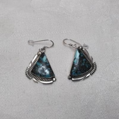 Vintage Navajo Turquoise Signed Earrings